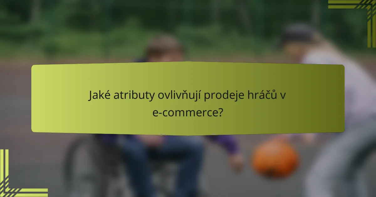 Jaké atributy ovlivňují prodeje hráčů v e-commerce?