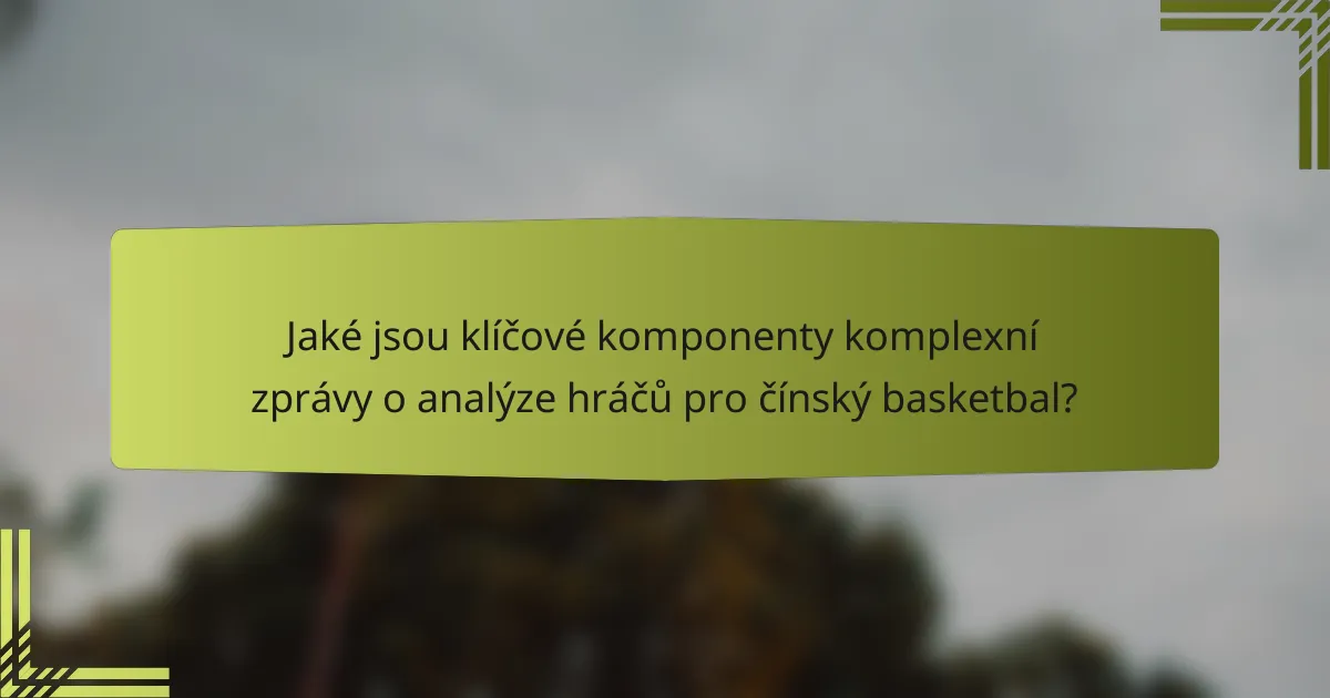 Jaké jsou klíčové komponenty komplexní zprávy o analýze hráčů pro čínský basketbal?